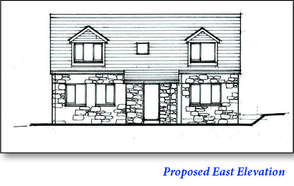 Lot: 36 - LAND WITH PLANNING FOR THREE-BEDROOM DETACHED DWELLING - Proposed East Elevation